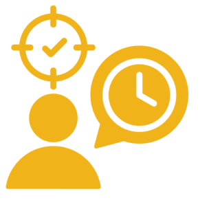 Person icon with clock and target symbols.